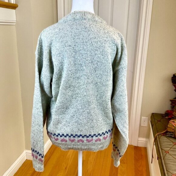 Woolrich Sweater Wool Blend Pastel Bunny Kids Sheep Hearts Crew Neck Vintage (L) - Picture 3 of 7